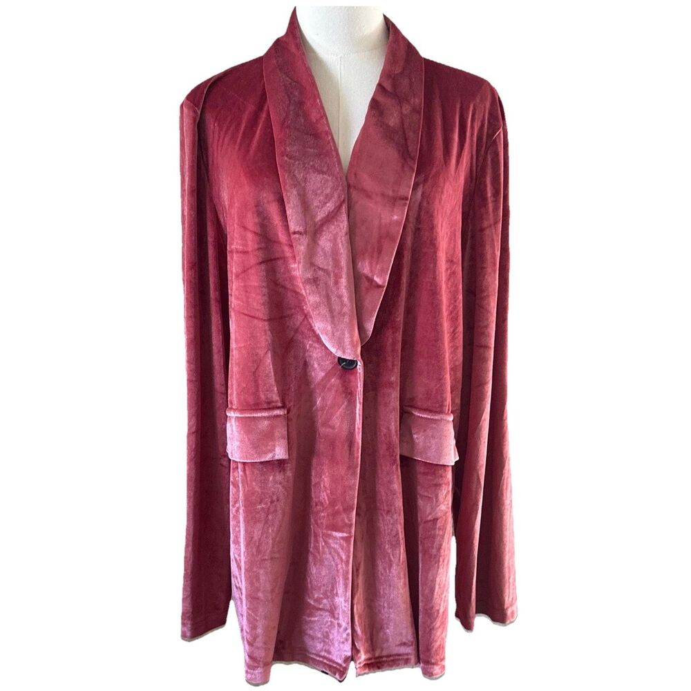 Vintage Style 90s Pink Velvet Blazer Womens Size 6 Soft Velour Fabric Pockets